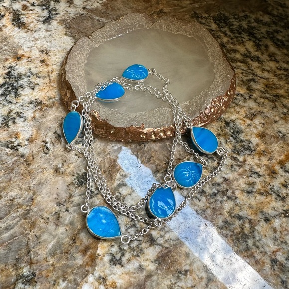 💕Silver Blue Gemstone Chain Necklace💕 - Picture 6 of 6